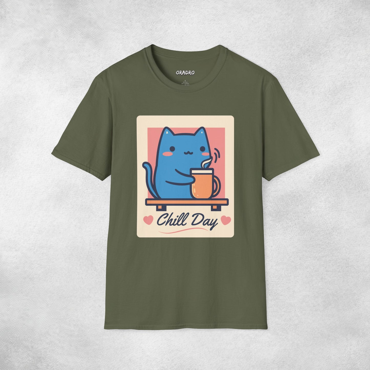 Chill Day Blue Cat Coffee T-shirt