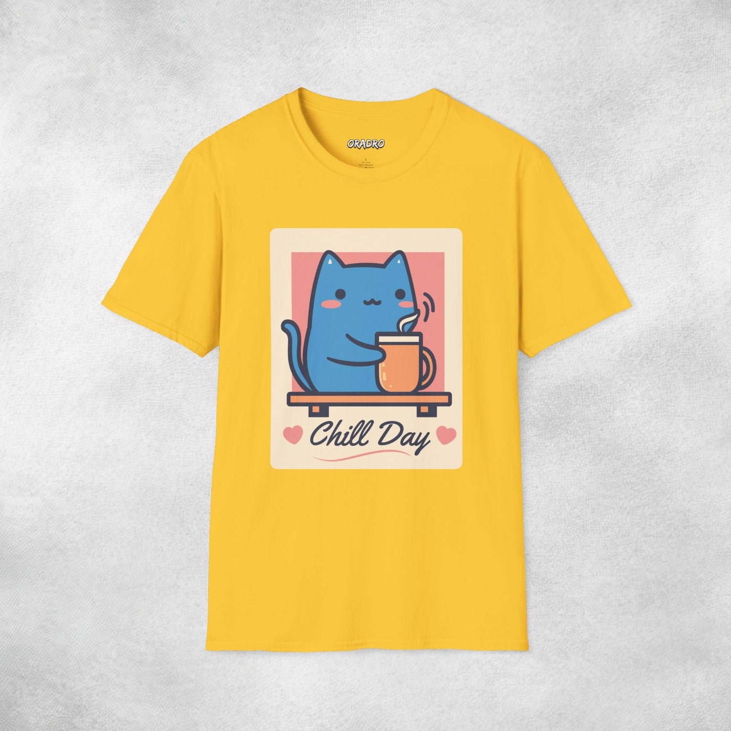 Chill Day Blue Cat Coffee T-shirt
