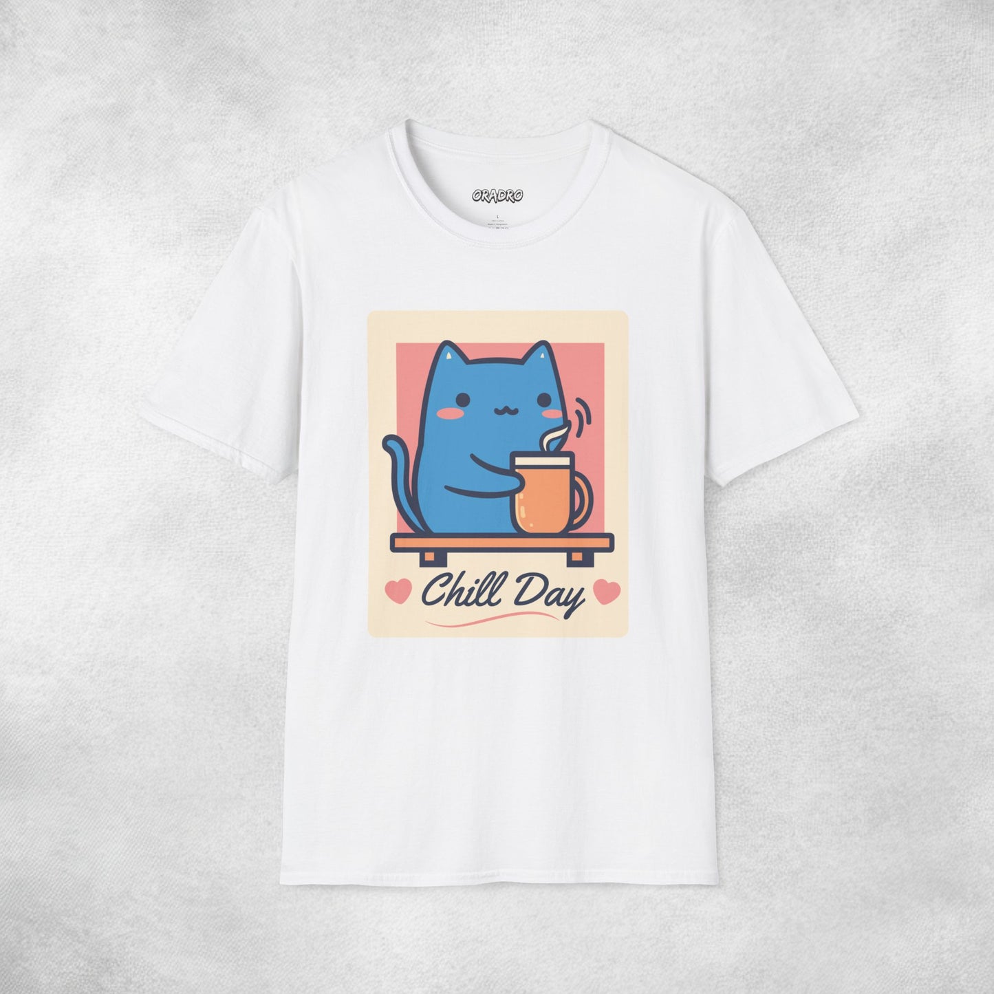 Chill Day Blue Cat Coffee T-shirt