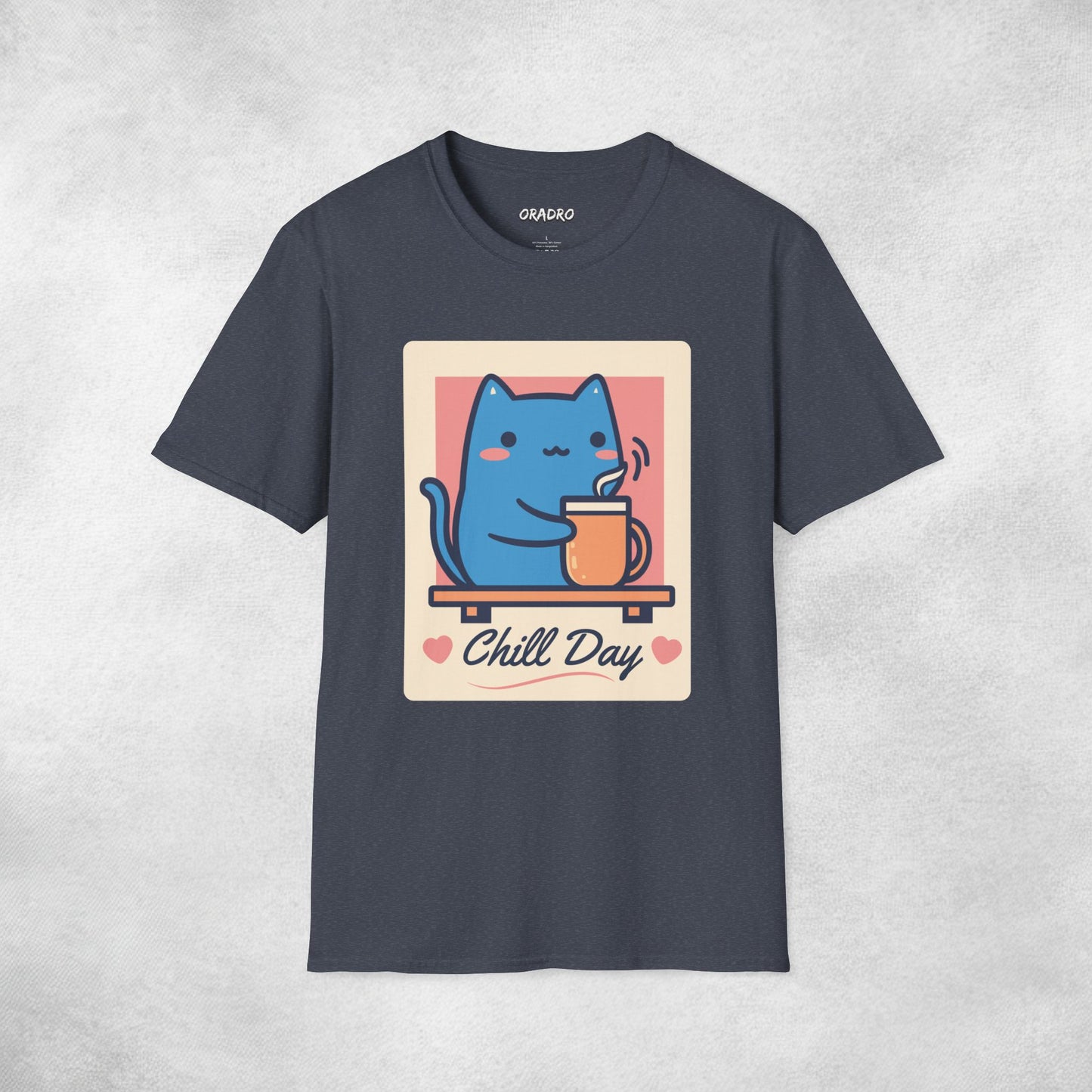 Chill Day Blue Cat Coffee T-shirt