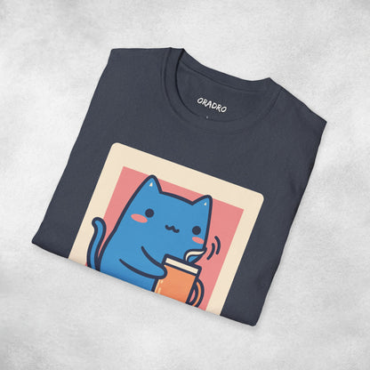 Chill Day Blue Cat Coffee T-shirt