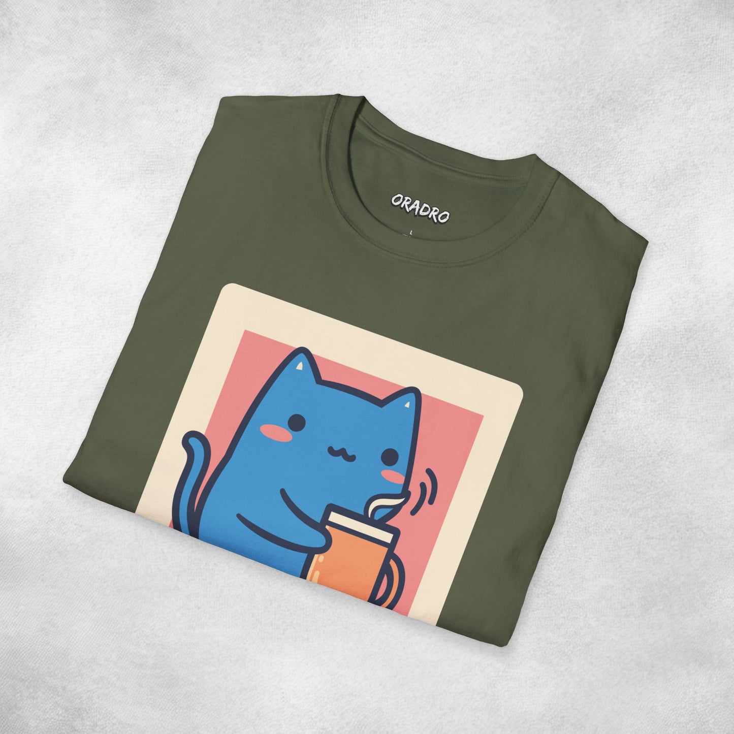 Chill Day Blue Cat Coffee T-shirt